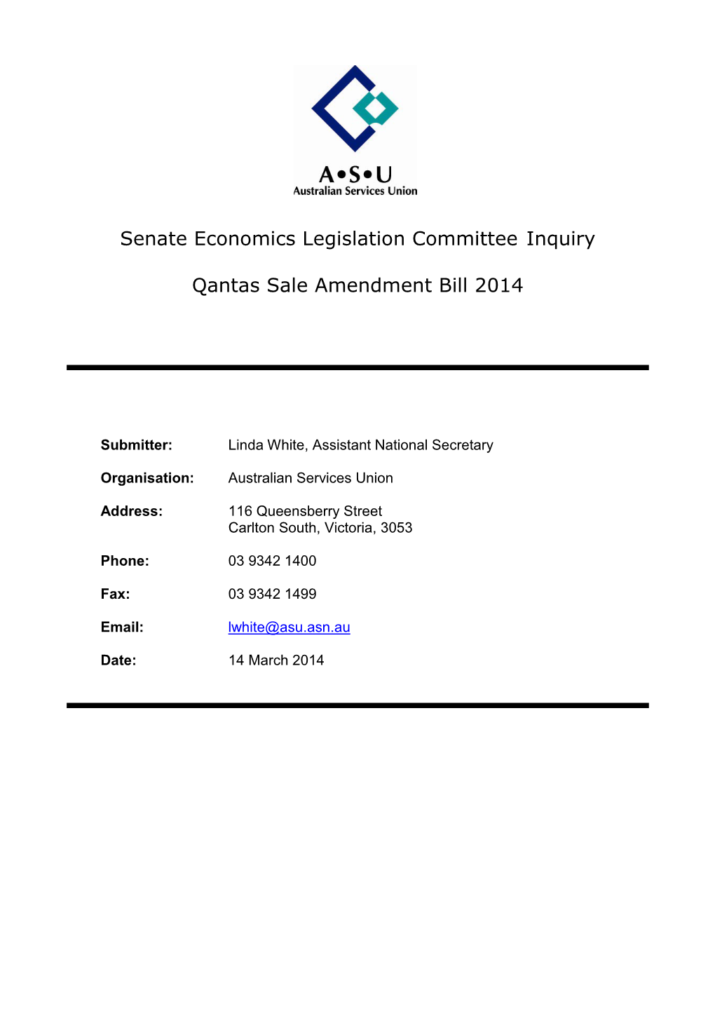 Qantas Sale Amendment Bill 2014
