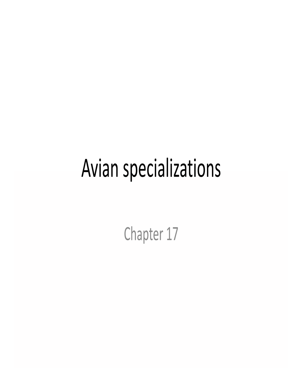 Avian Specializations