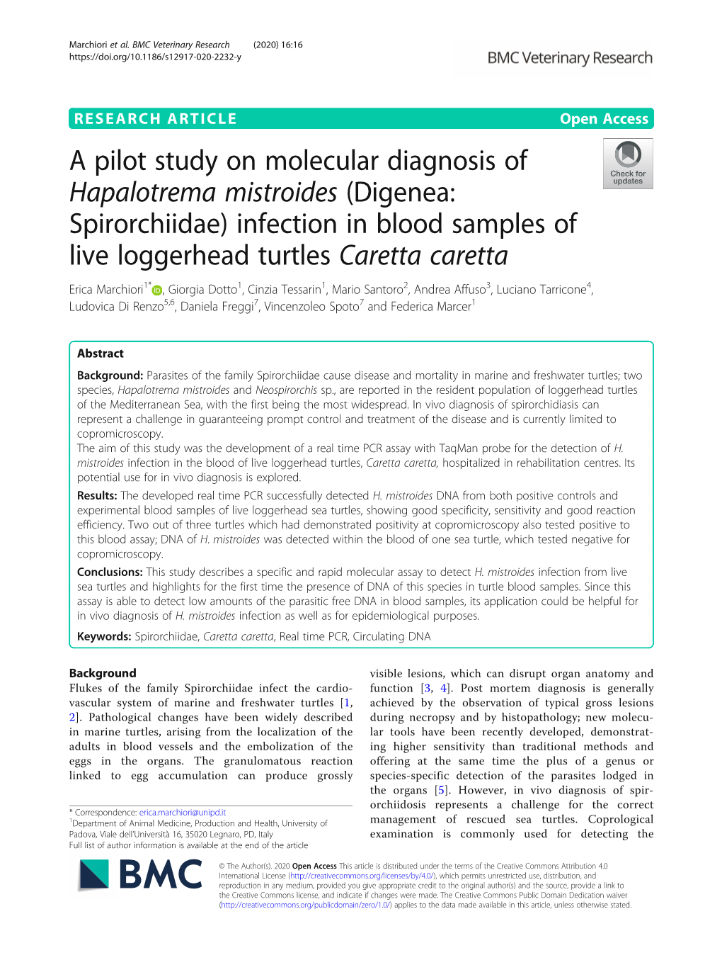 A Pilot Study on Molecular Diagnosis of Hapalotrema Mistroides (Digenea: Spirorchiidae) Infection in Blood Samples of Live Logge