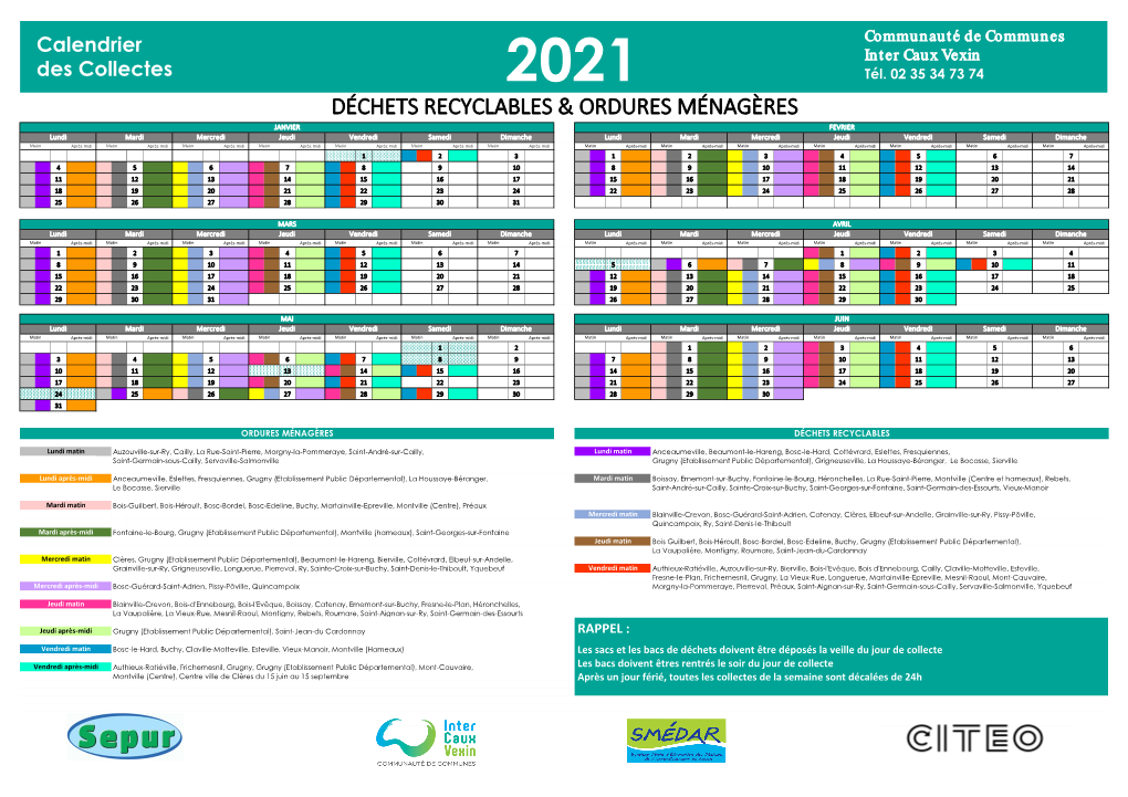 Calendrier Collecte 2021