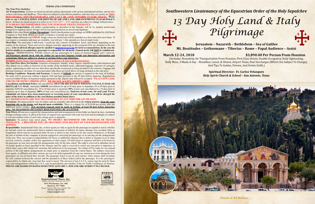 13 Day Holy Land & Italy Pilgrimage
