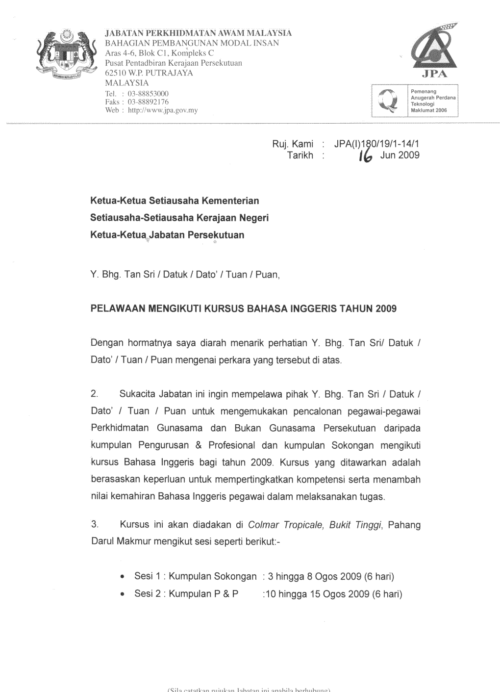 Edaran Kursus BI2009.Pdf