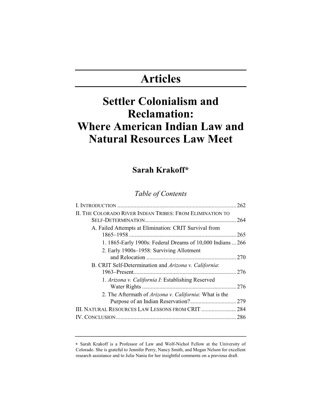 Settler Colonialism and Reclamation: Where American Indian Law and Natural Resources Law Meet