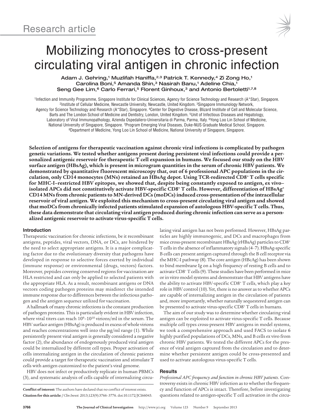 Mobilizing Monocytes to Cross-Present Circulating Viral Antigen in Chronic Infection Adam J