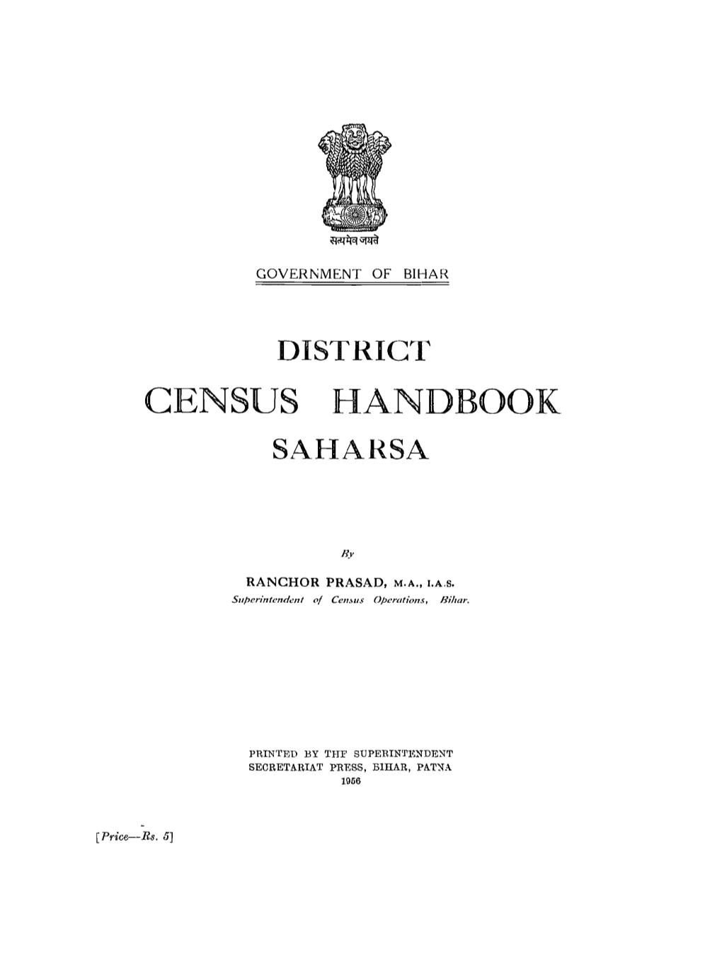 District Census Handbook Saharsa