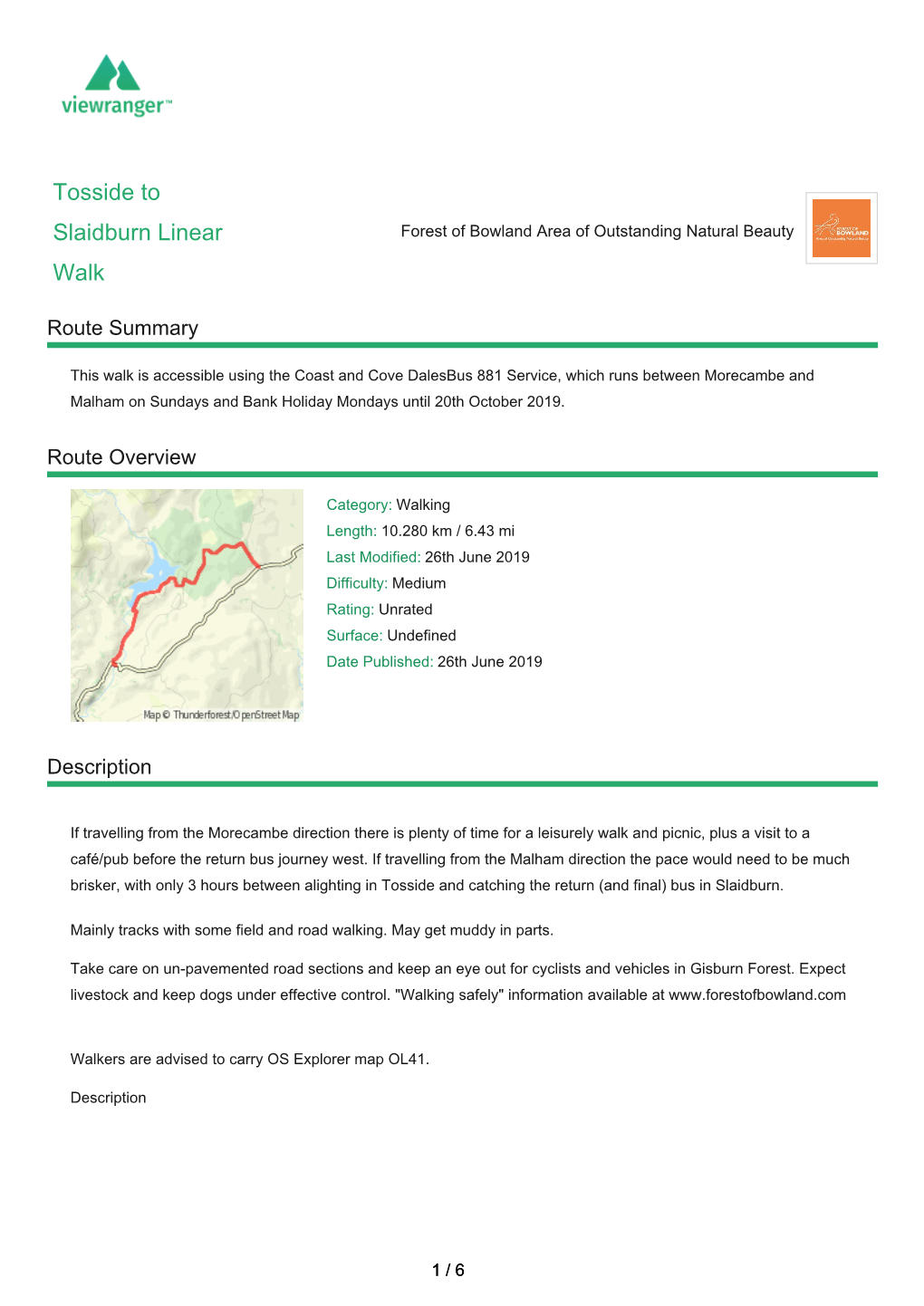 Download Tosside to Slaidburn Linear Walk Leaflet