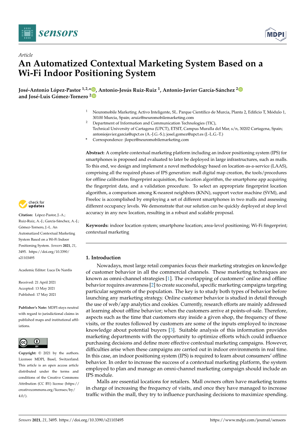 An Automatized Contextual Marketing System Based on a Wi-Fi Indoor Positioning System