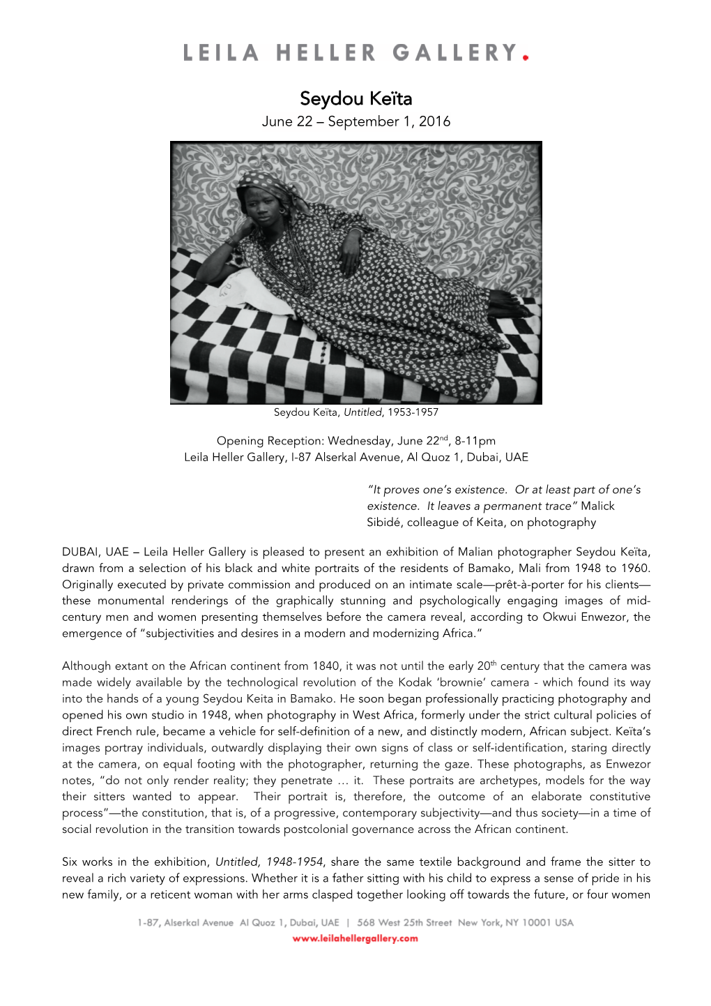 Seydou Keïta June 22 – September 1, 2016