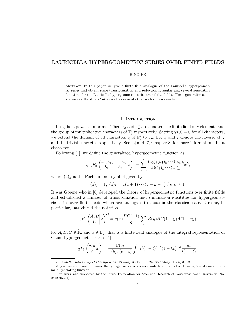 Lauricella Hypergeometric Series Over Finite Fields