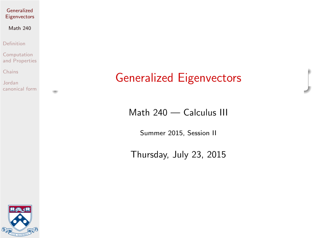 Generalized Eigenvectors