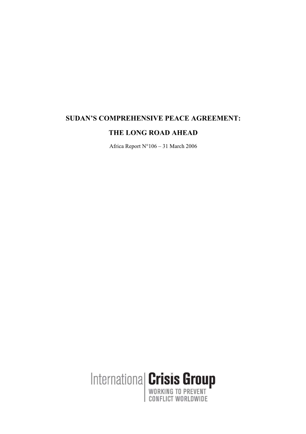 Sudan’S Comprehensive Peace Agreement