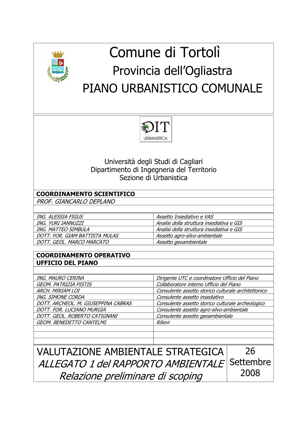 Provincia Dell'ogliastra PIANO URBANISTICO COMUNALE