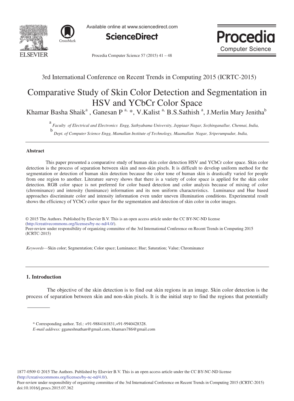 Comparative Study of Skin Color Detection and Segmentation In