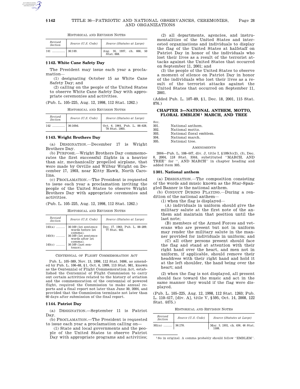 NATIONAL ANTHEM, MOTTO, 1 Revised FLORAL EMBLEM MARCH, and TREE Section Source (U.S