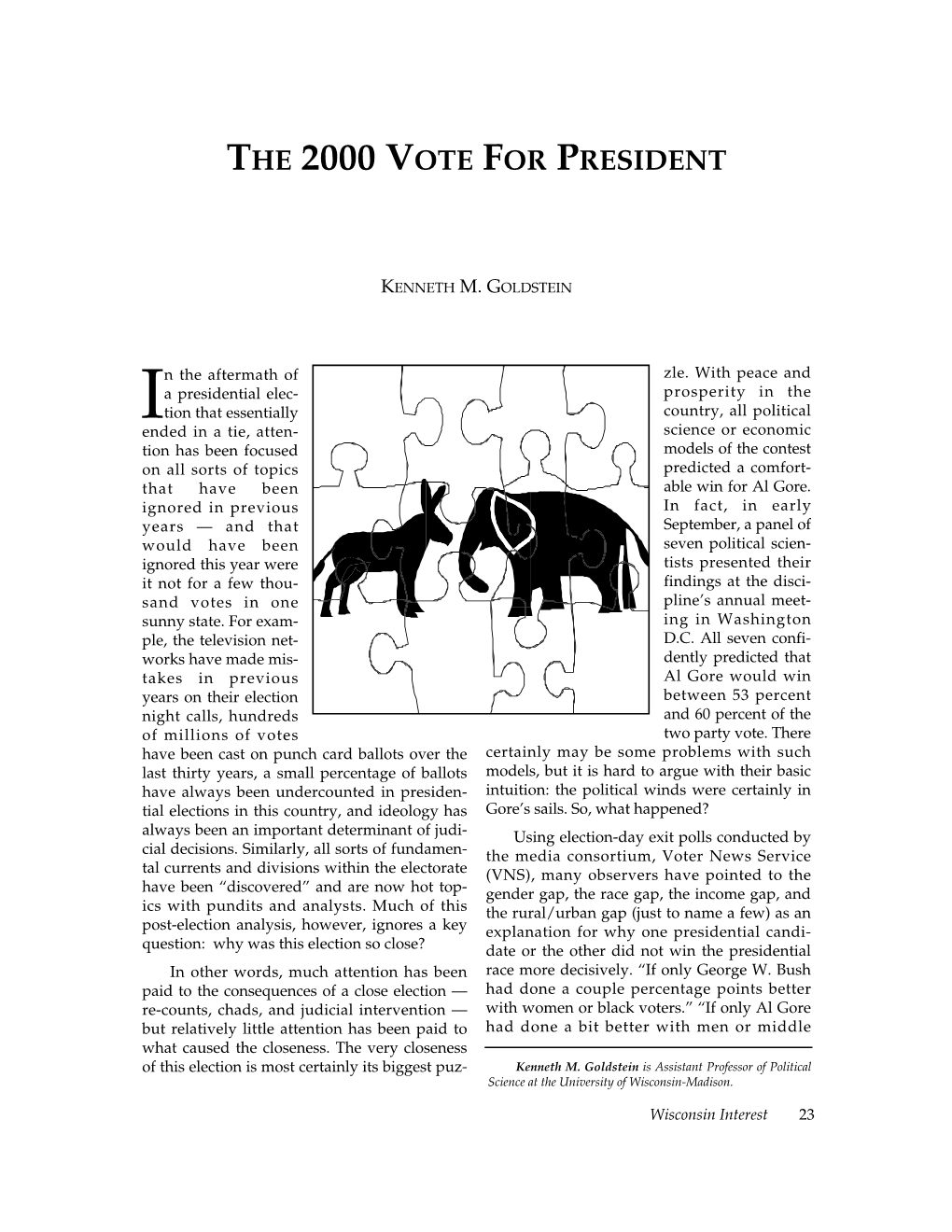 The 2000 Vote for President
