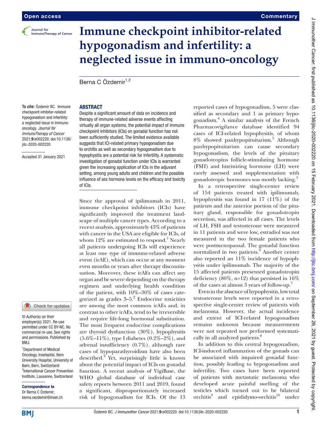 Immune Checkpoint Inhibitor-Related­ Hypogonadism and Infertility: a Neglected Issue in Immuno-Oncology­