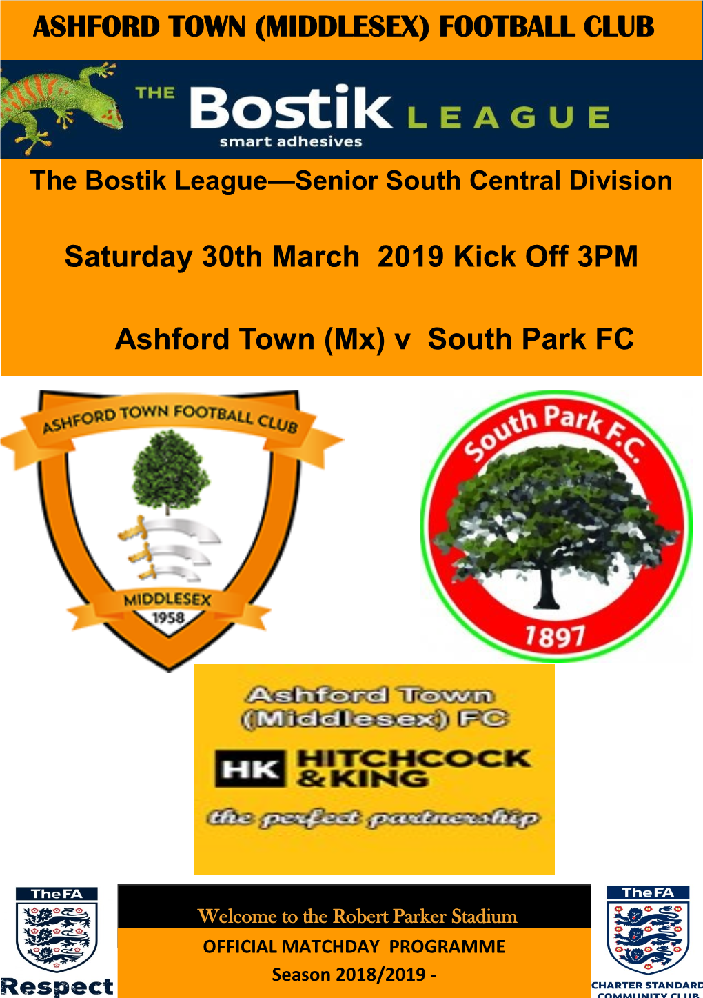 FOOTBALL CLUB Saturday 30Th March 2019 Kick Off 3PM Ashford