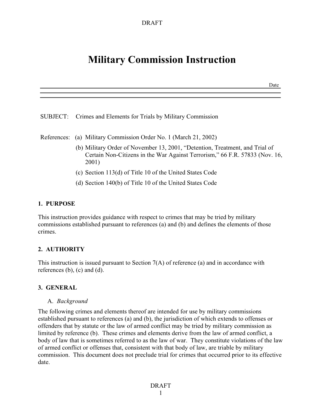 Military Commission Instruction