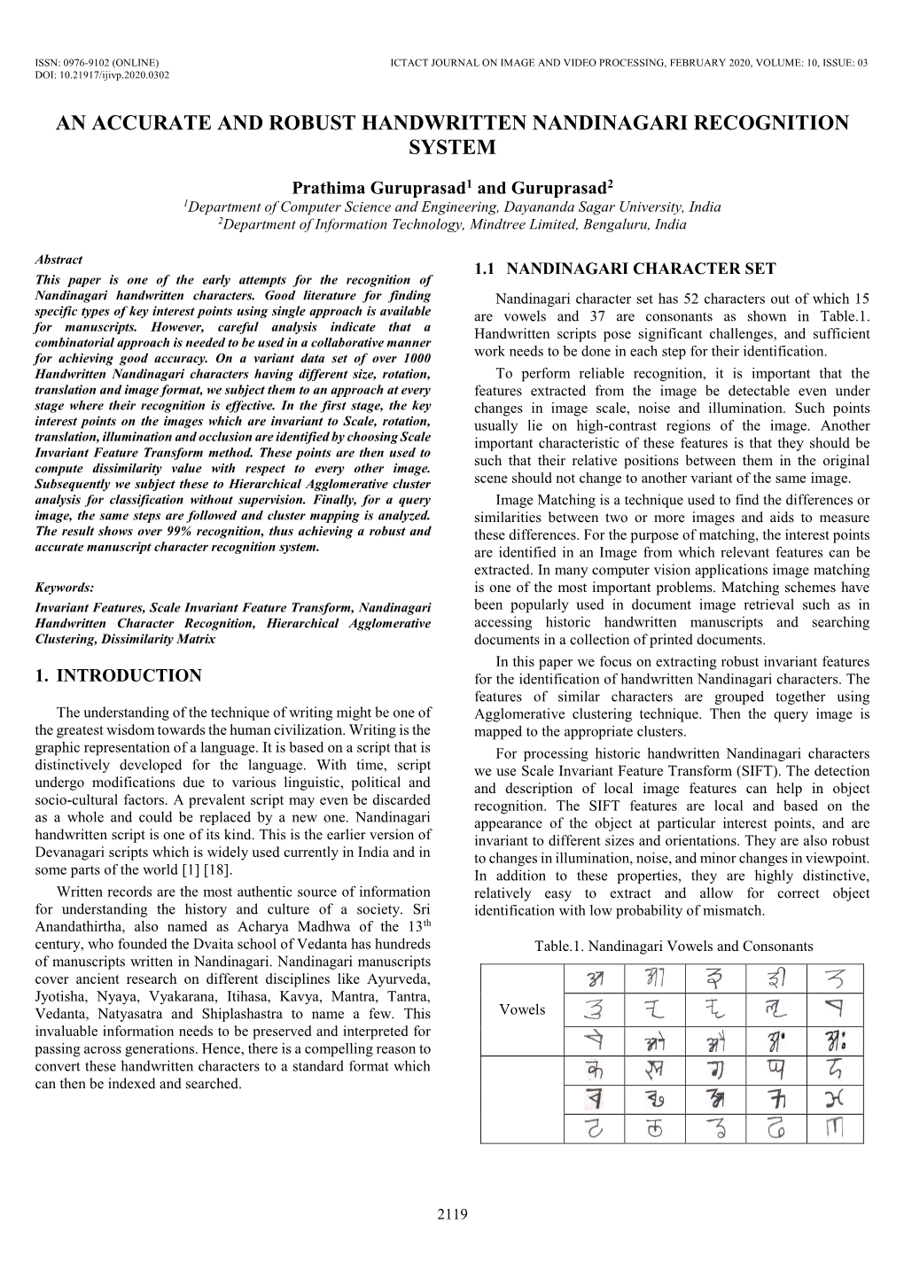 An Accurate and Robust Handwritten Nandinagari Recognition System