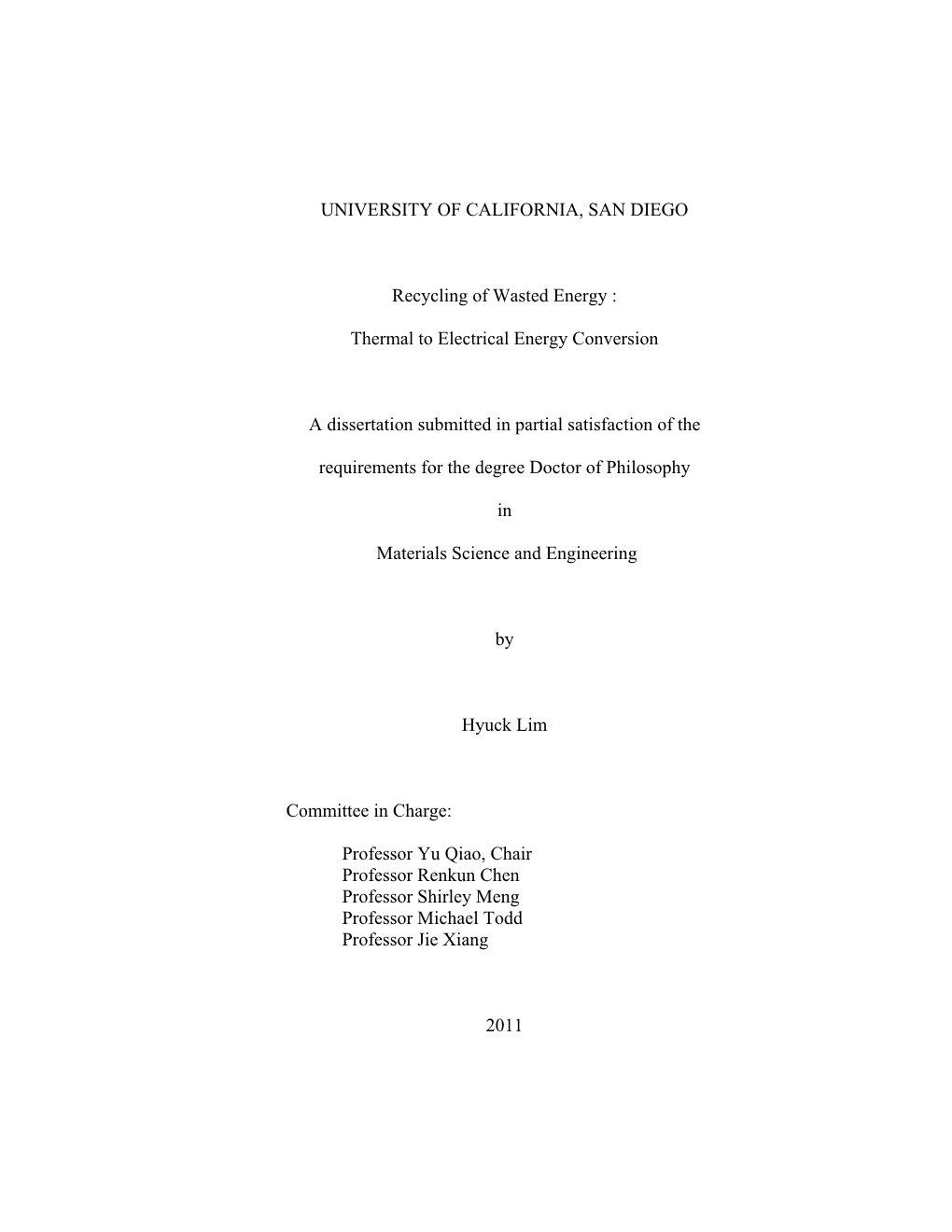 Thermal to Electrical Energy Conversion A