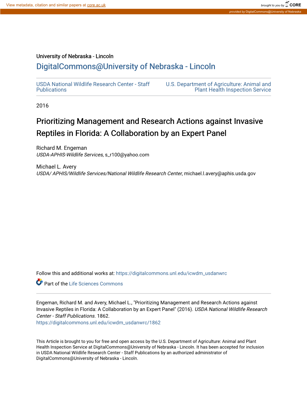 Prioritizing Management and Research Actions Against Invasive Reptiles in Florida: a Collaboration by an Expert Panel