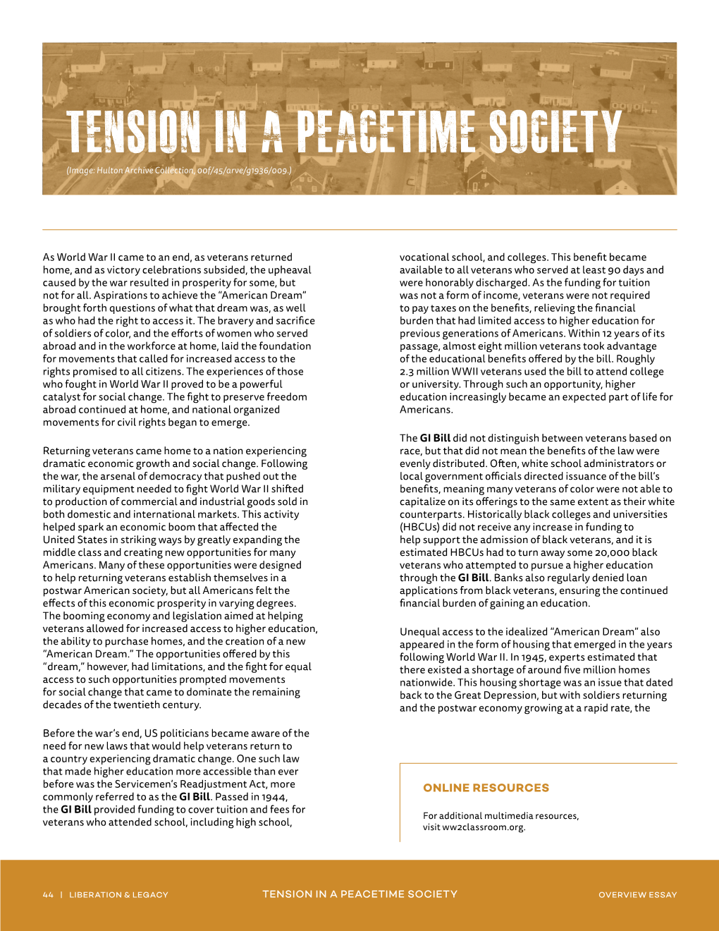 Tension in a Peacetime Society