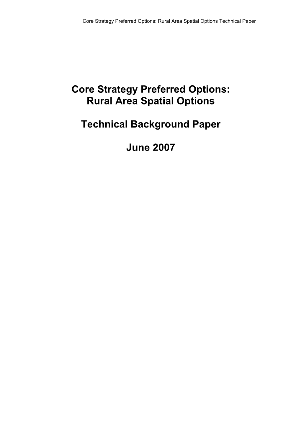 Core Strategy Preferred Options: Rural Area Spatial Options Technical Paper