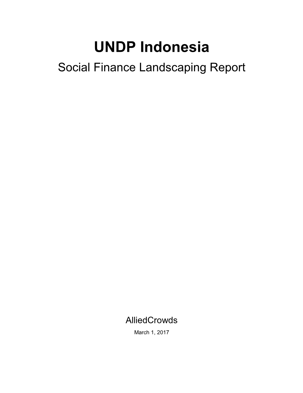 UNDP Indonesia Social Finance Landscaping Report