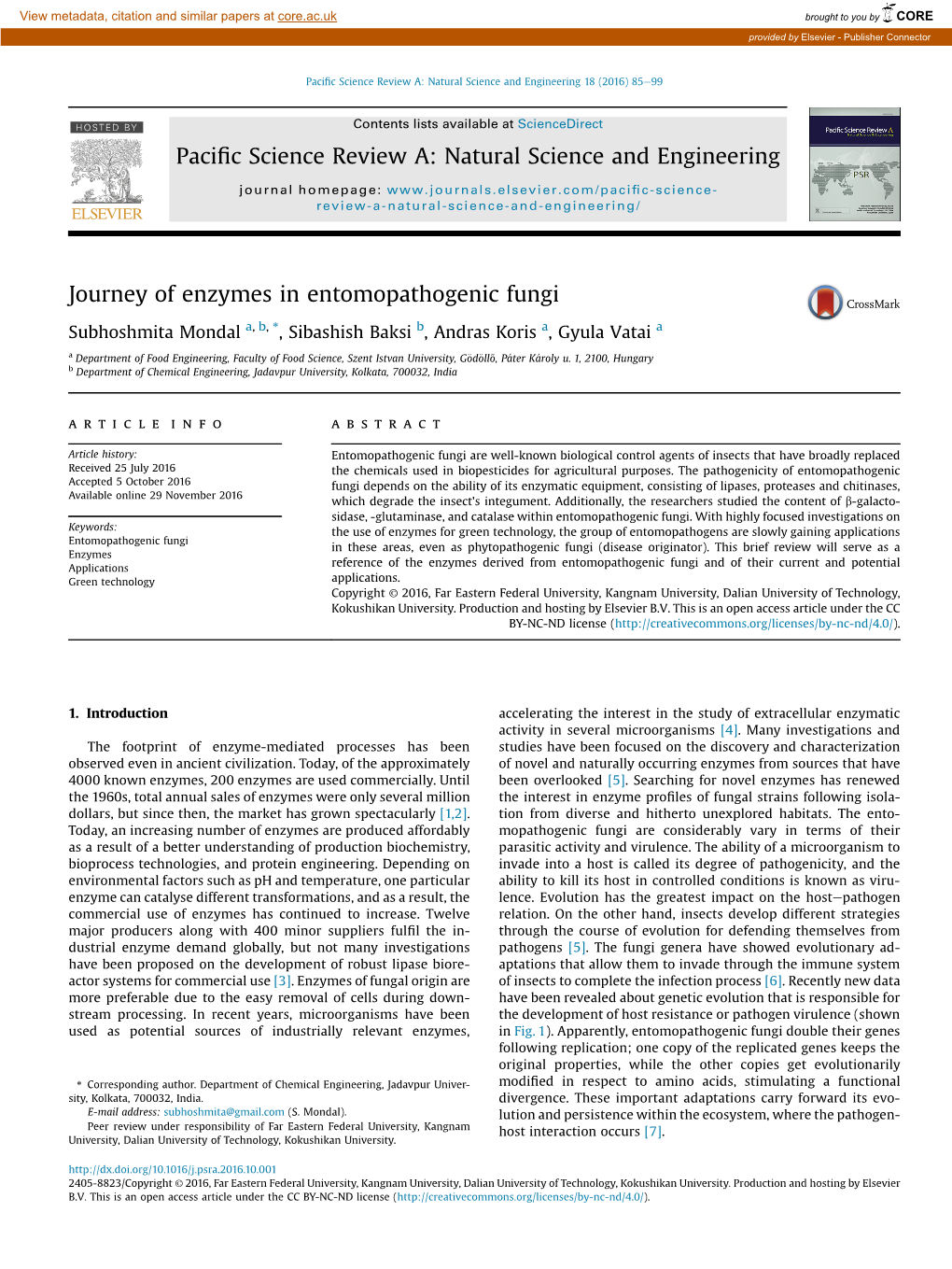 Journey of Enzymes in Entomopathogenic Fungi