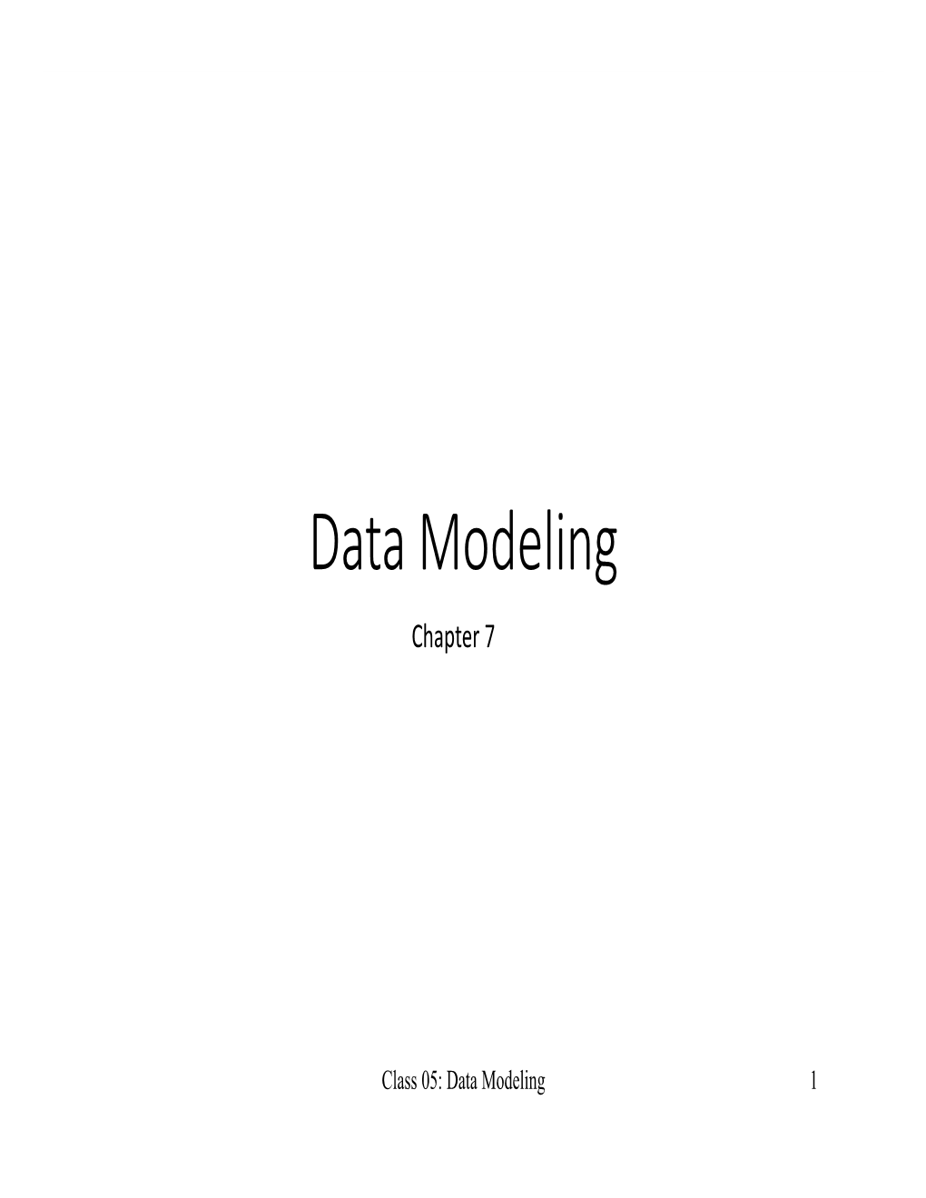 Data Modeling Chapter 7