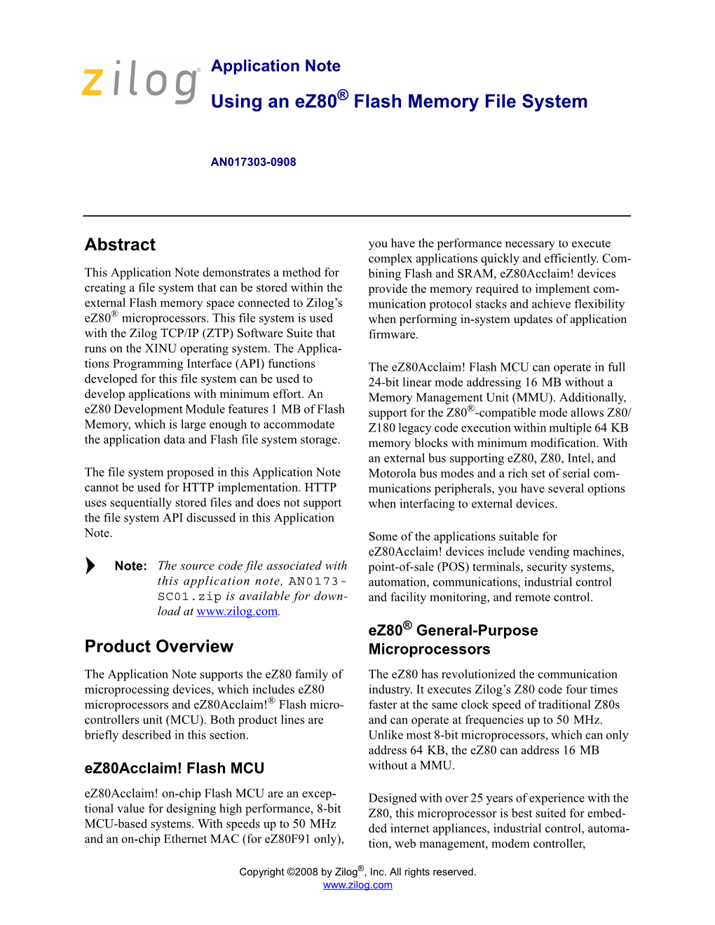 Using an Ez80 Flash Memory File System