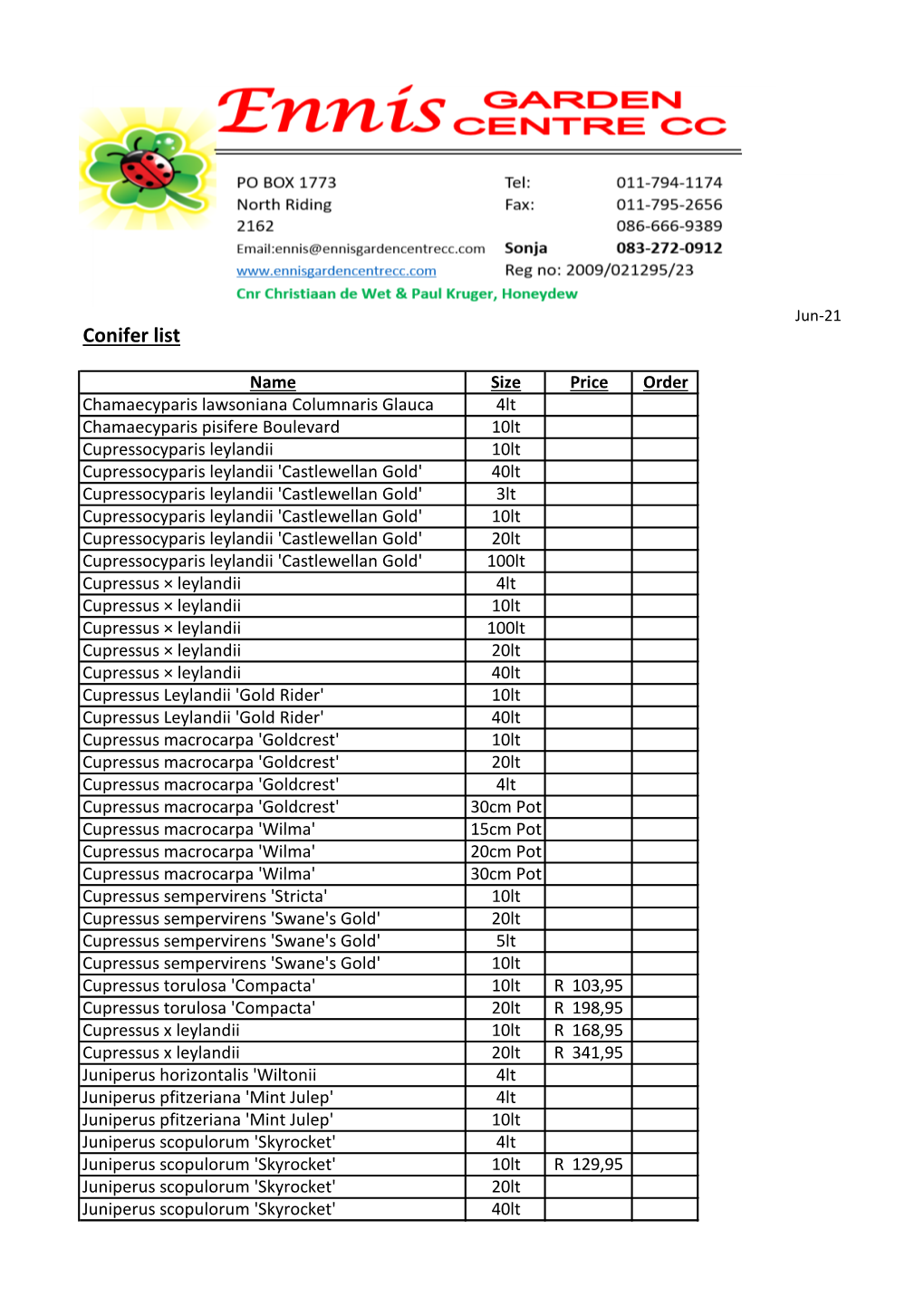 Conifer List