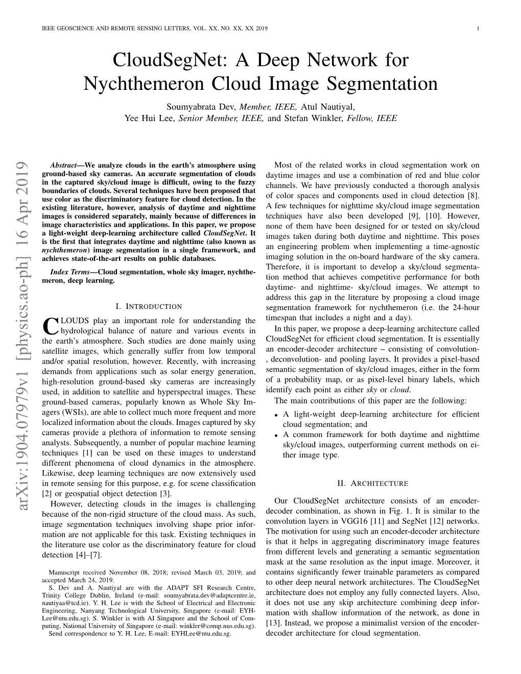 A Deep Network for Nychthemeron Cloud Image Segmentation