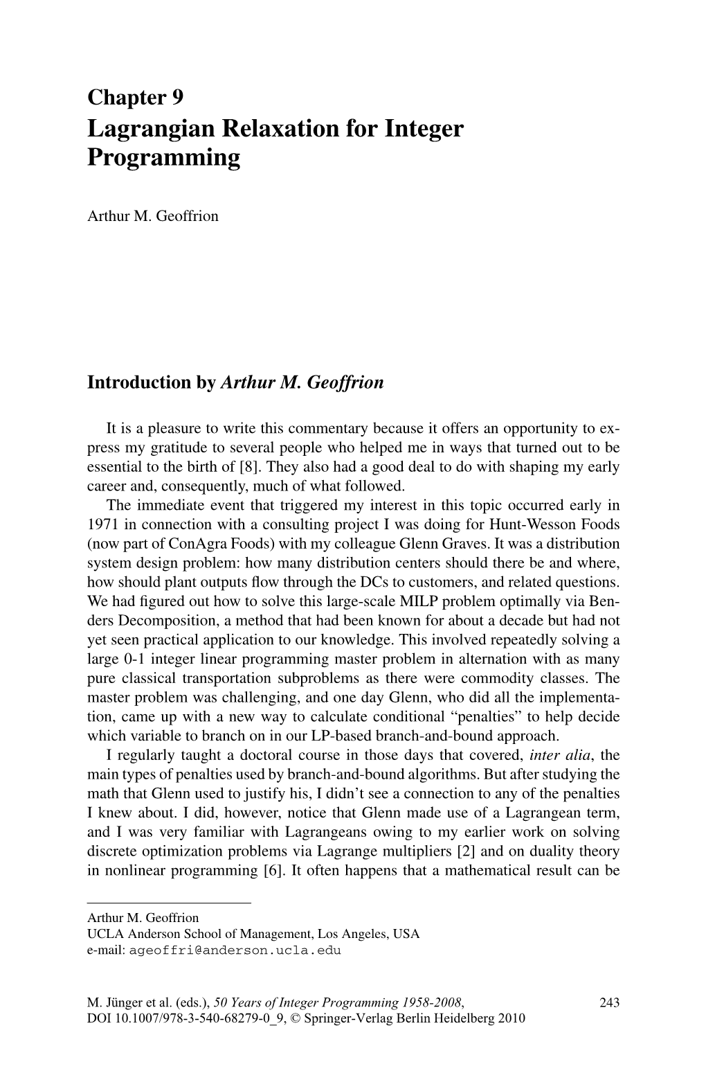 Lagrangian Relaxation for Integer Programming