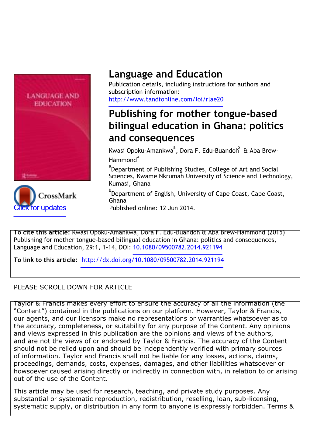 Language and Education Publishing for Mother Tongue-Based Bilingual