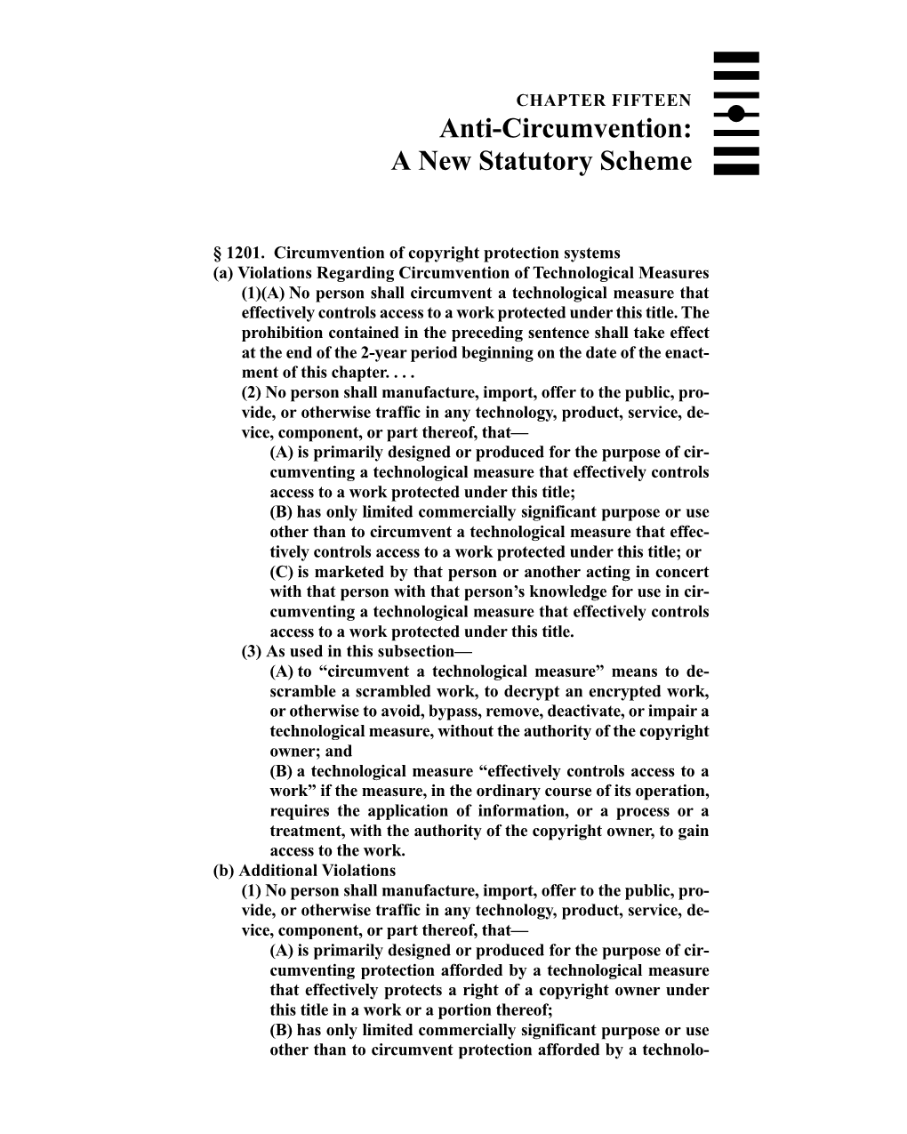 Anti-Circumvention: a New Statutory Scheme