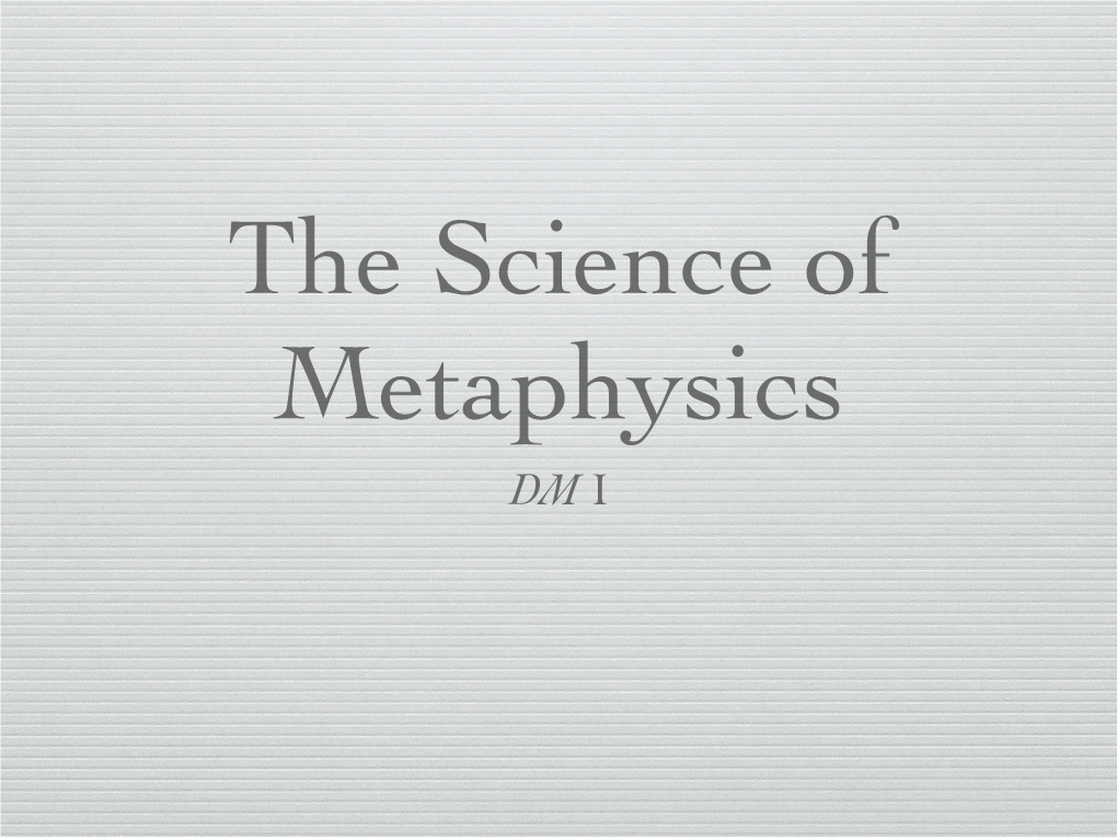 2. the Object of Metaphysics