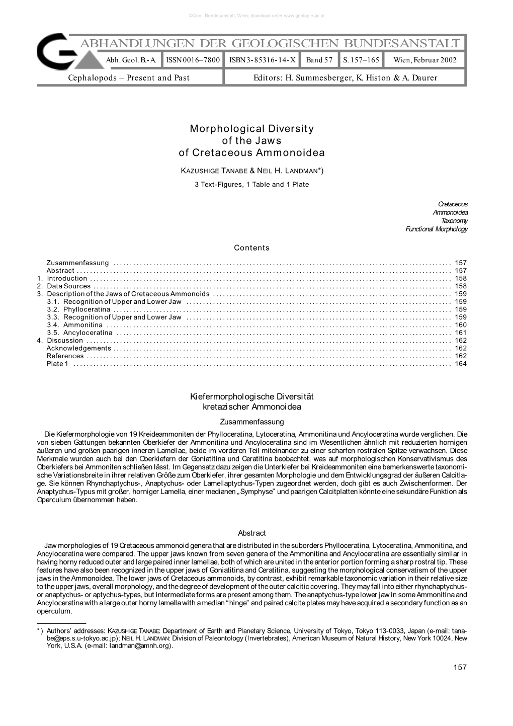 ABHANDLUNGEN DER GEOLOGISCHEN BUNDESANSTALT Abh