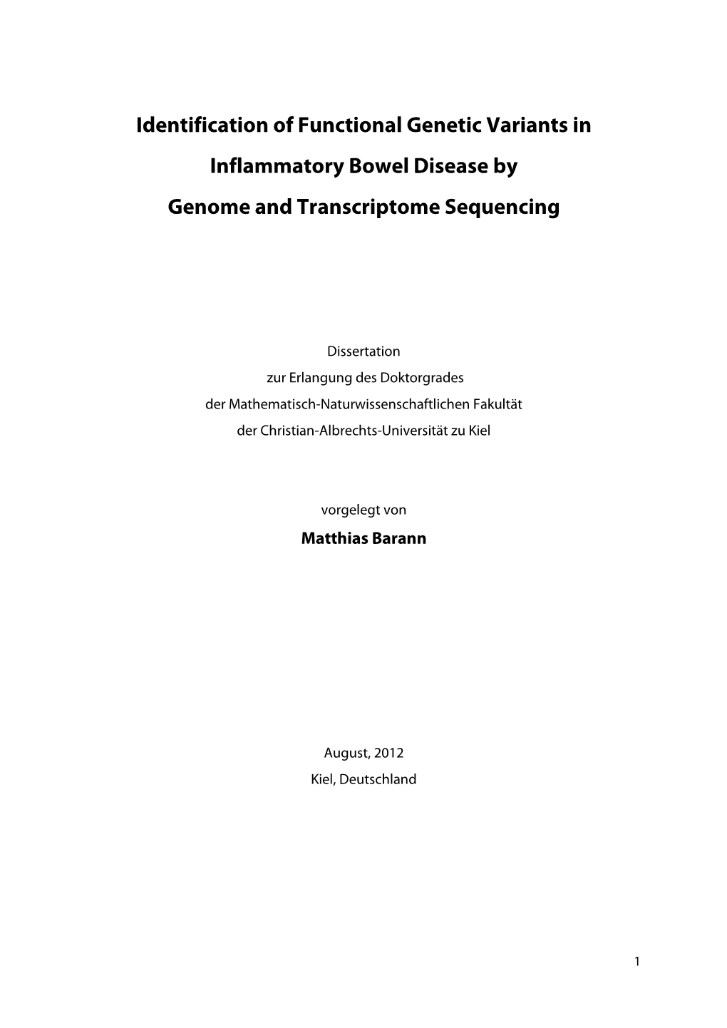 Identification of Functional Genetic Variants in Inflammatory Bowel Disease by Genome and Transcriptome Sequencing