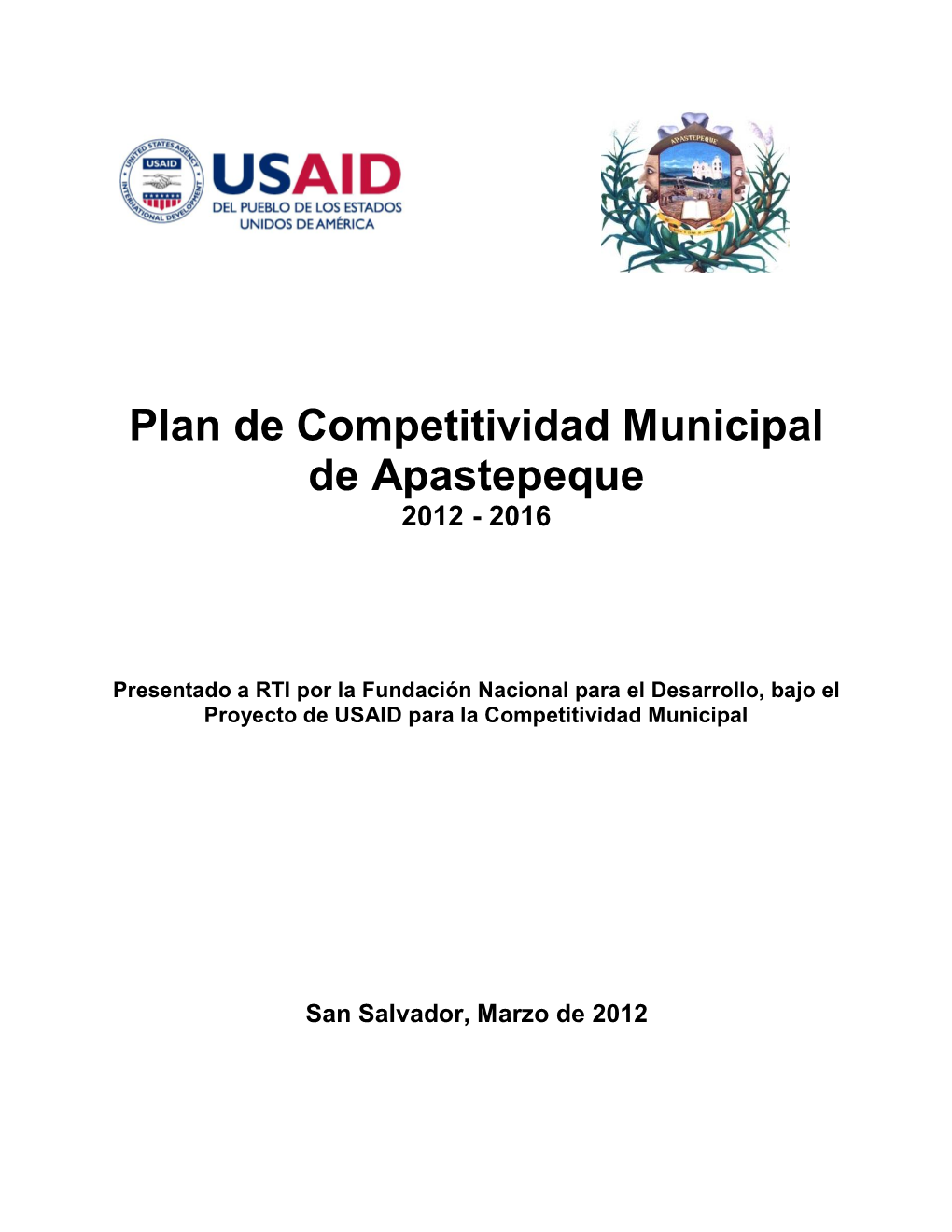 Plan De Competitividad Municipal De Apastepeque 2012 - 2016