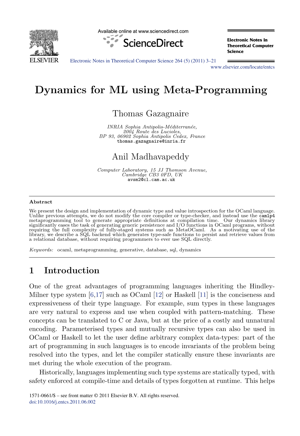 Dynamics for ML Using Meta-Programming