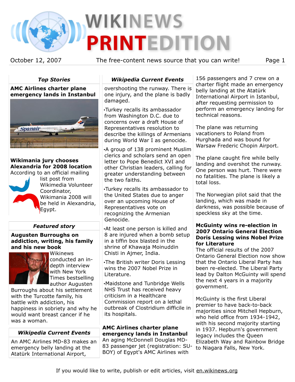 October 12, 2007 the Free-Content News Source That You Can Write! Page 1
