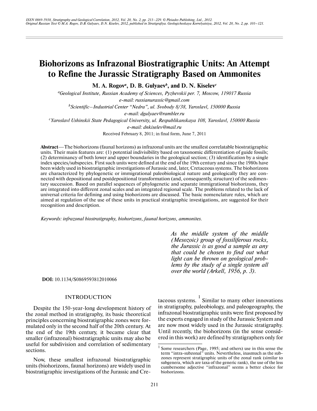 An Attempt to Refine the Jurassic Stratigraphy Based on Ammonites M