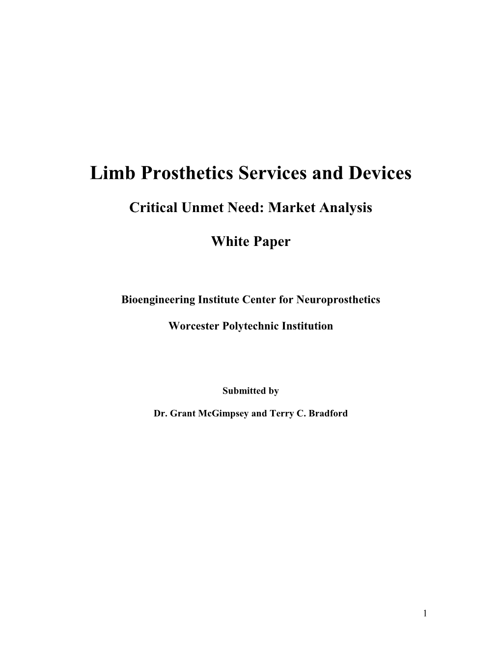 Limb Prosthetics Services and Devices