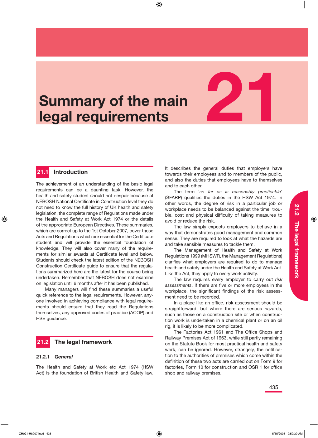 Summary of the Main Legal Requirements 21