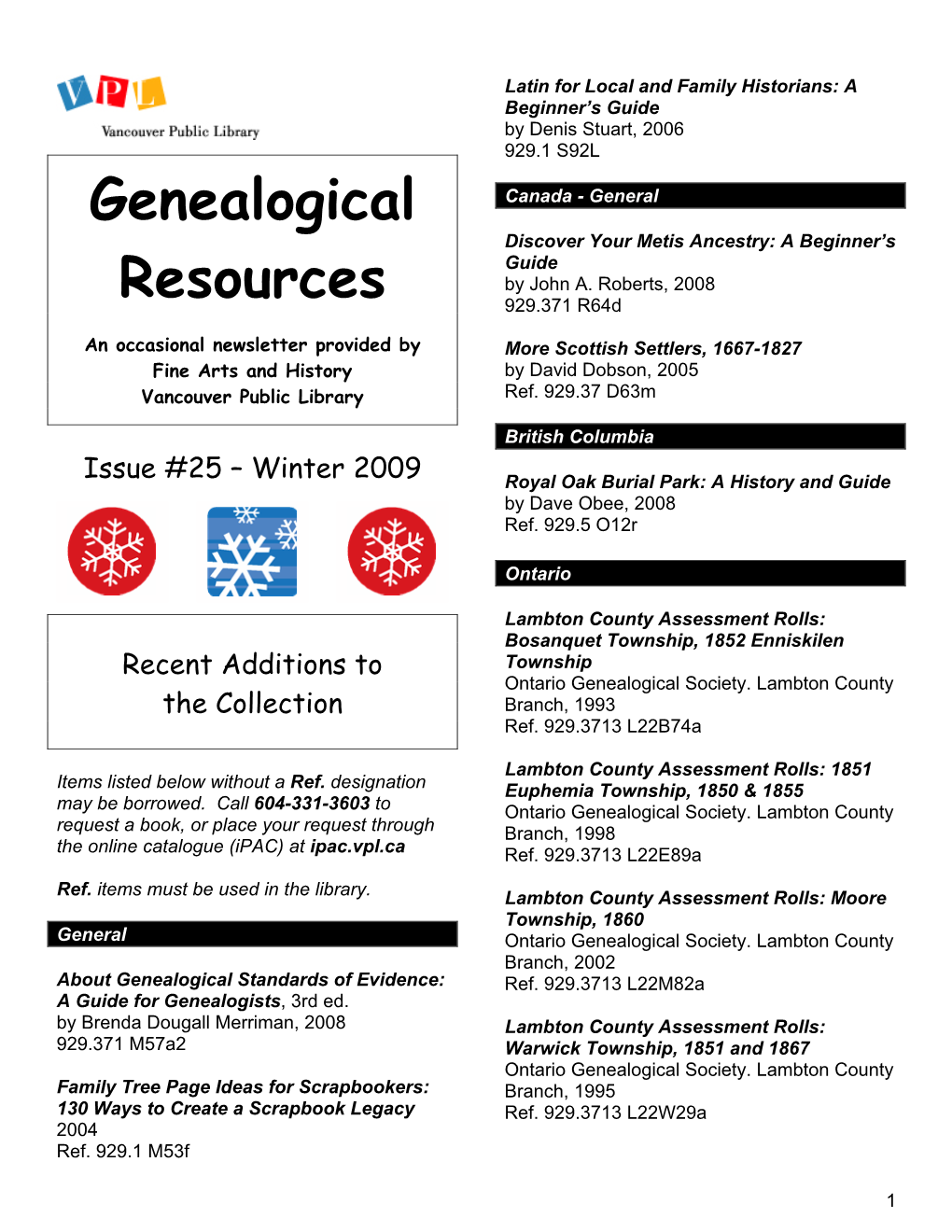 Genealogical Resources Newsletter Is a Free Publication of Fine Arts and History, and Is Distributed in Print and by E-Mail