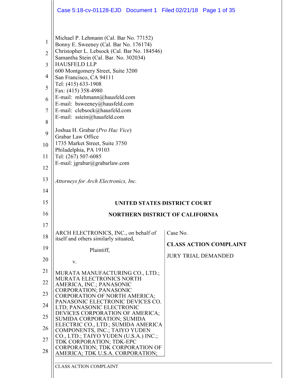 Arch Electronics, Inc V. Murata Manufacturing Co., Ltd. Et Al