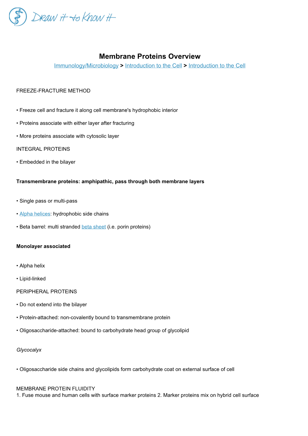 Membrane Proteins Overview Immunology/Microbiology > Introduction to the Cell > Introduction to the Cell