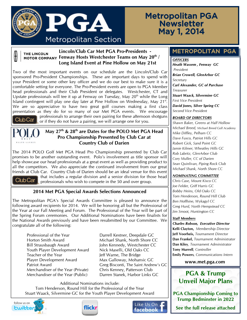 Metropolitan PGA Newsletter May 1, 2014