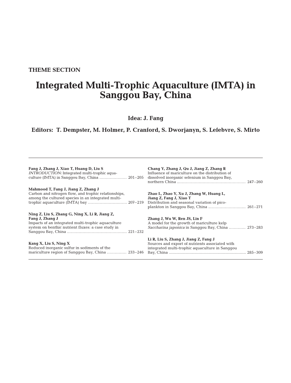 Integrated Multi-Trophic Aquaculture (IMTA) in Sanggou Bay, China